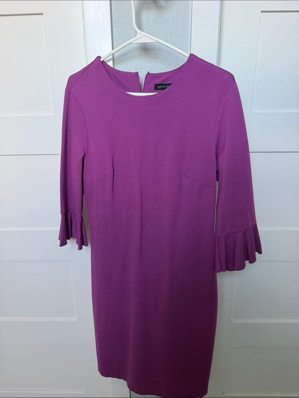 Banana Republic Purple Ruffle-Cuff Sheath Dress